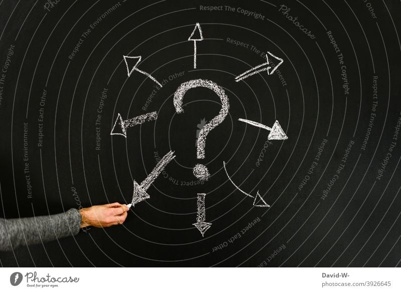 Question marks on a blackboard - Suggested solutions ? Solutions Whereto Ask Seeking help Blackboard Chalk Education Insecure