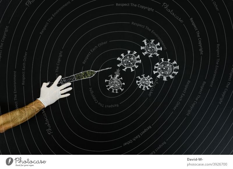 Syringe / Vaccine against Corona as drawing corona vaccine inoculate sb. coronavirus Immunization Healthy Medication pandemic Drawing Creativity