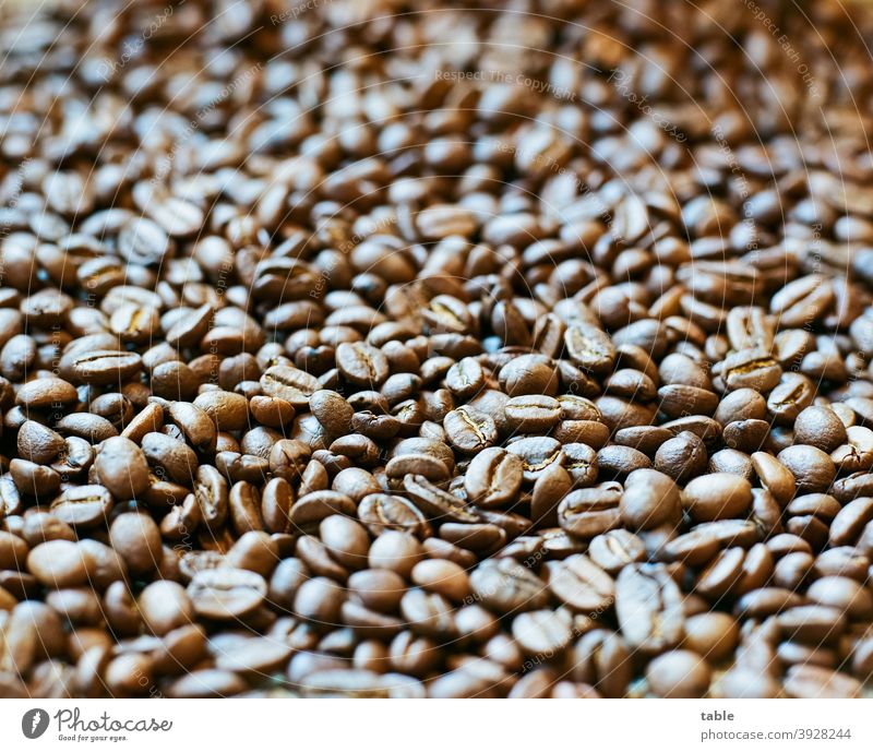 many roasted coffee beans lie loose on a table Coffee Coffee bean KodakEktar100 Long shot Shallow depth of field Close-up Studio shot Interior shot Pure Nature