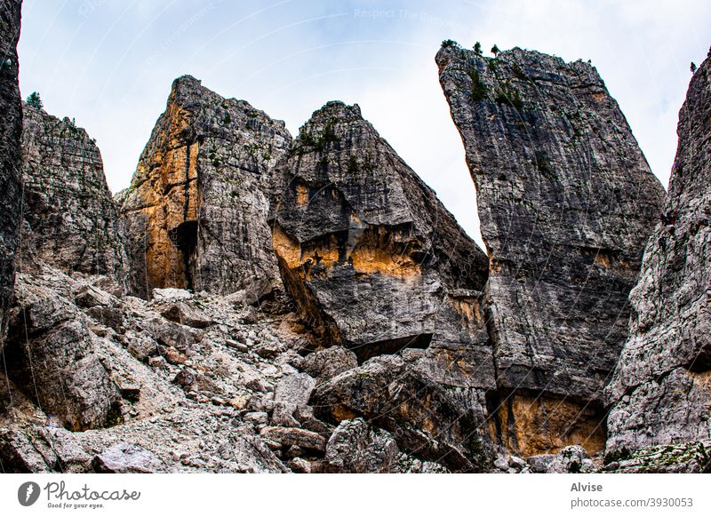 The Cinque Torri in the Dolomites four tourism dolomite italy outdoor peak mountain europe mountaineering landscape massive heritage activity trail summer