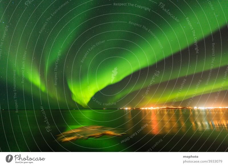 Aurora Borealis, Iceland Long exposure clearer Night sky Movement borgan Ocean ocean aurora polaris voyage destination Snow Tourist Attraction reflection Town