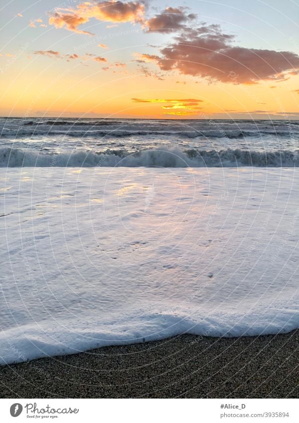 Mediterranean waves beach at sunset in Nijar Andalucia Spain mediterranean sea hour Andalusia Almeria nijar Cabo de Gata sound waves Video audio romantic