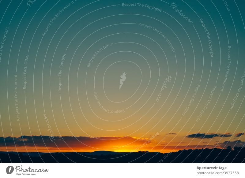 sunset summer orange green blue black warm copy space no people