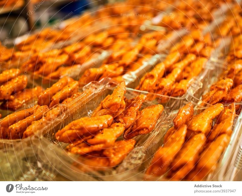 Yummy pastry in plastic containers bakery food fresh production culinary sweet patisserie yummy appetizing dessert tasty delicious cook snack tradition treat