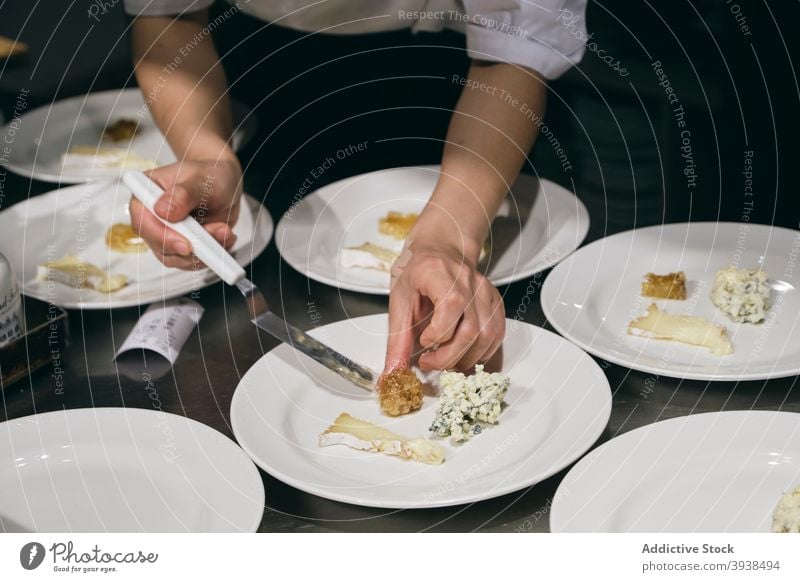 French restaurant's kitchen copy space Cooking unrecognizable working at work French Food French Style stylish high cuisine elegant pricy dish food High quality