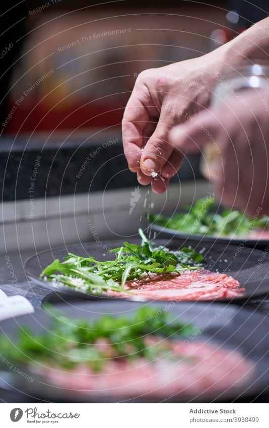 French restaurant's kitchen copy space Cooking unrecognizable working at work French Food French Style stylish high cuisine elegant pricy dish food High quality