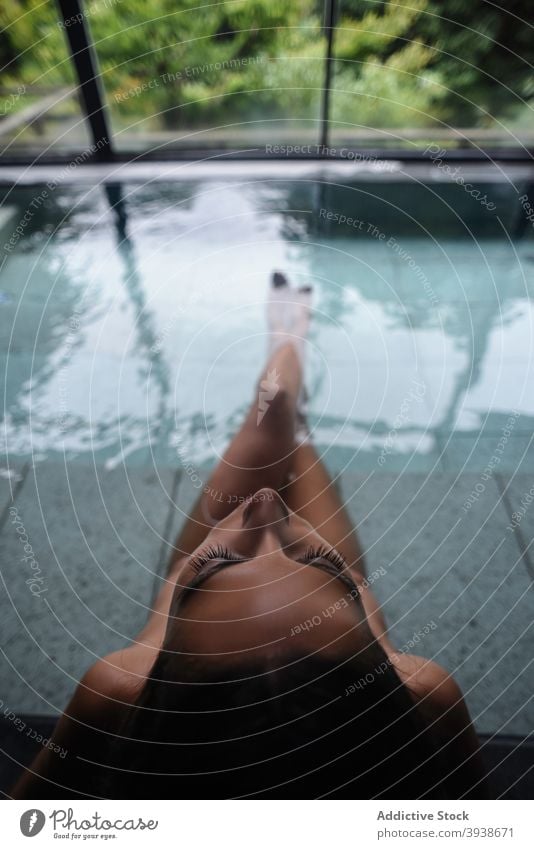 Young caucasian woman taking a bath in a ryokan 30s young attractive tourist tourism gues