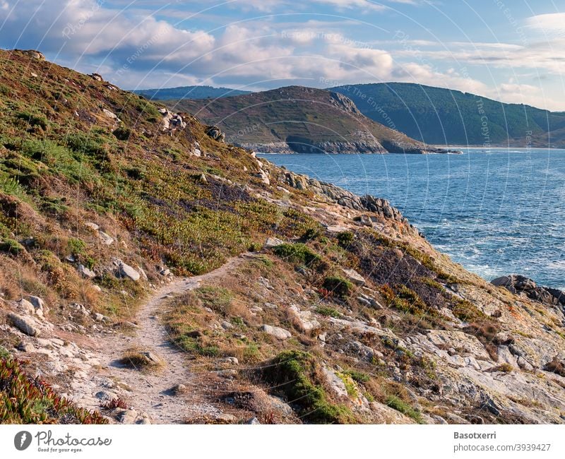 Hiking trail on the Galician coast, Costa da Morte, Galicia, Spain Costa de la Muerte coast of death Ocean steep coast Rock cliff rocky coast Vacation & Travel