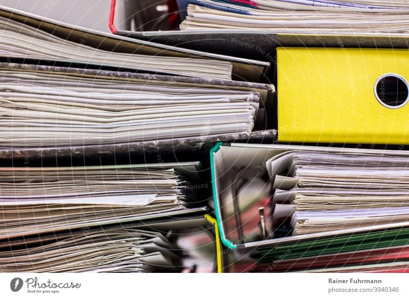 untidy folders lie on top of each other files File Office Applications unsorted Untidy Paper Workplace Office work Deserted Academic studies Close-up