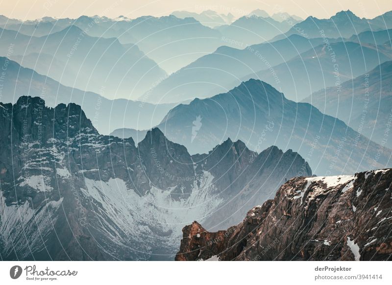 View from the Zugspitze to the Alps III wide Cold Challenging Exterior shot Copy Space bottom Copy Space right Deserted Colour photo Copy Space left