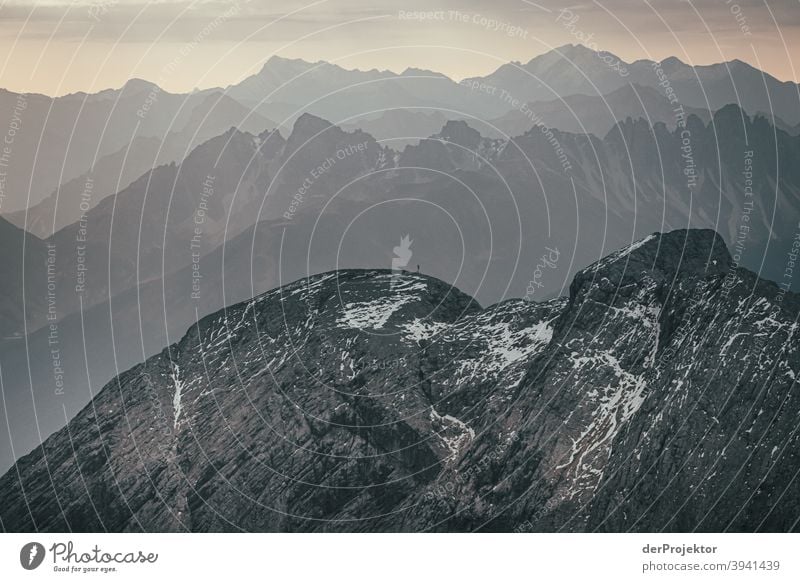 View from the Zugspitze to the Alps IV wide Cold Challenging Exterior shot Copy Space bottom Copy Space right Deserted Colour photo Copy Space left