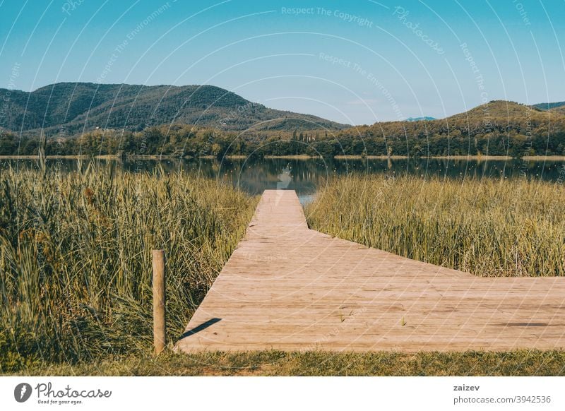 View of Banyoles Lake, in Gerona (Catalonia, Spain) peaceful relaxing calmness colours tranquility pure stage paradise quiet junk lagoon outside spanish