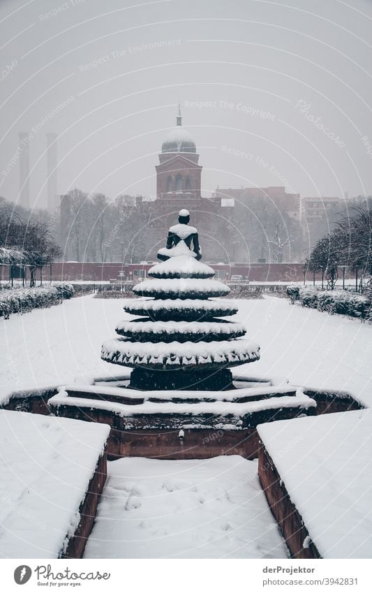 Winter in Berlin: Buddha Fountain in Kreuzberg Exceptional chill Frost Ice Winter mood Tourism Trip Environment Sightseeing Colour photo Exterior shot Deserted