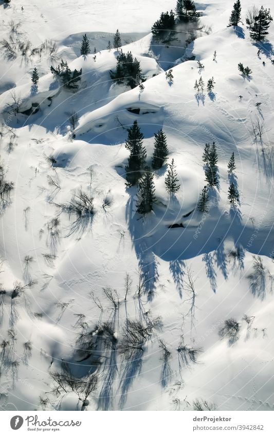 Snowy landscape in the Stubaital Winter's day Snowscape Deep depth of field Contrast Shadow Light Day Copy Space top Structures and shapes Pattern Abstract