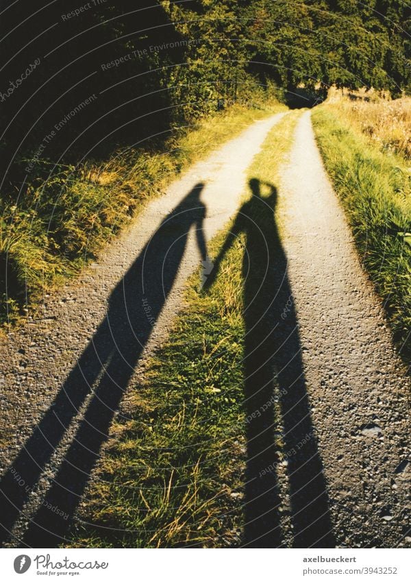 shadow couple holding hands walk romance romantic path walking stroll leisure park footpath woman boy girl casting long silhouette nature evening sun Love