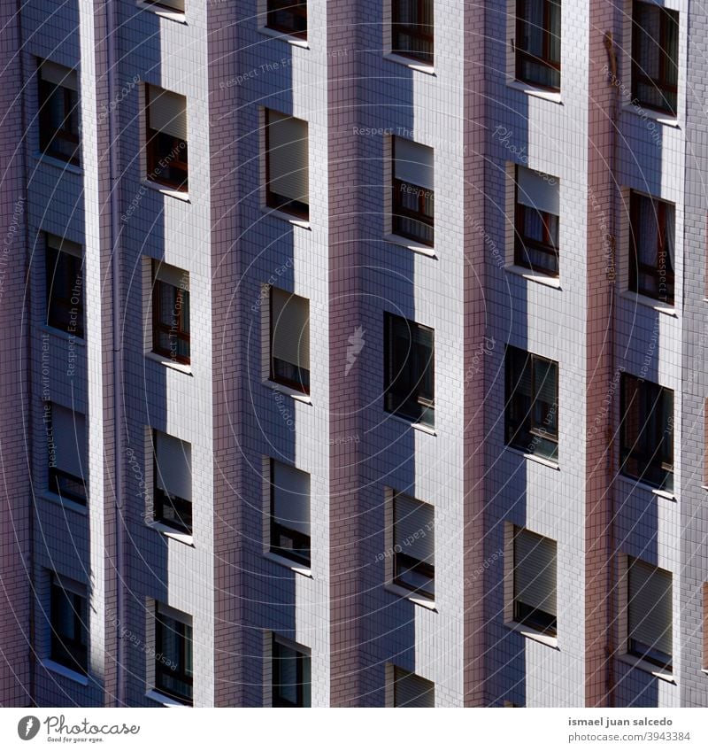 window on the grey facade of the building, architecture in Bilbao city, Spain exterior house home street outdoors structure construction wall background bilbao