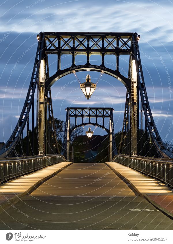 Kaiser-Wilhelm-Bridge the landmark of Wilhelmshaven, Germany, at blue hour Wilhlemshaven Kaiser Wilhelm Bridge swing bridge Steel Landmark Tourism