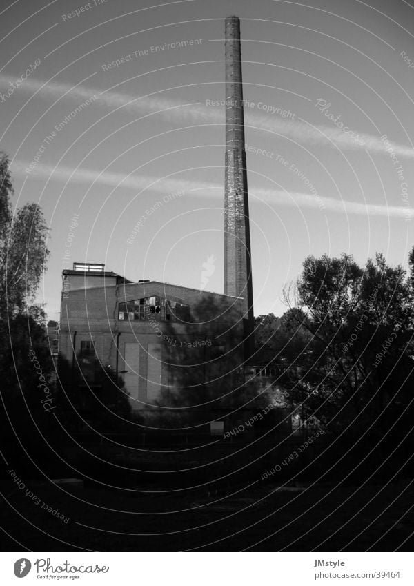 old factory Building Industrial site Derelict Industry Old Chimney Fabrous Black & white photo