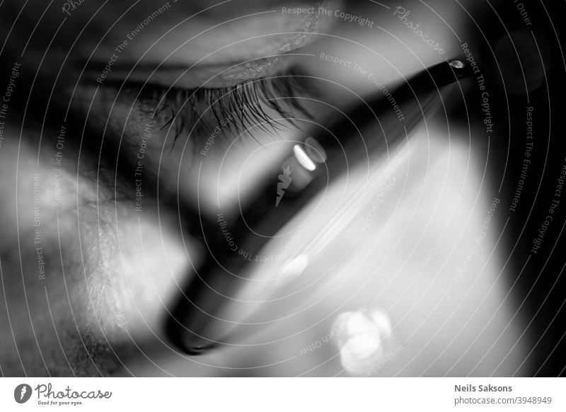 eyelashes behind glasses Eyelash Eyes Looking Face Eyebrow Human being Woman bokeh reading Macro (Extreme close-up) Adults Black & white photo Vision Detail