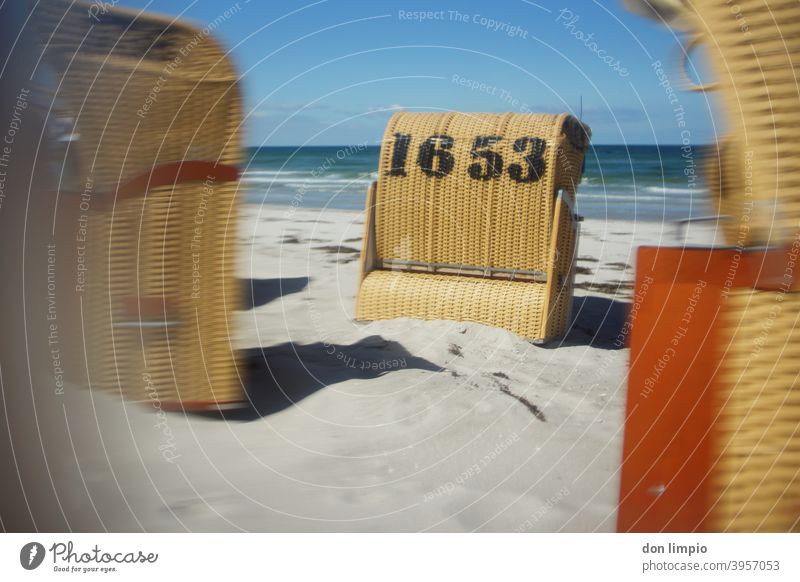 Beach chairs wildly positioned on an empty Baltic Sea beach 1653 Baltic beach Baltic Sea holiday blurriness California North coast Vacation & Travel vacation