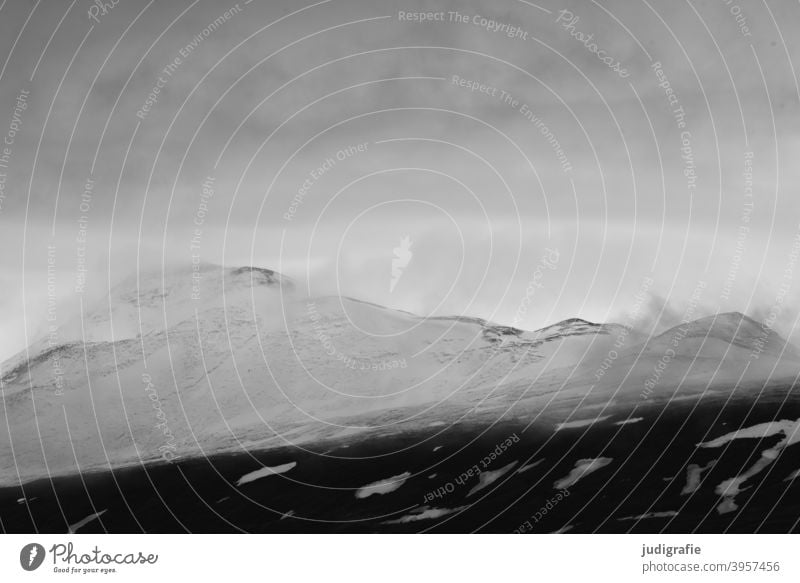 Iceland Landscape Mountain Clouds Snow Snowcapped peak Climate Cold Nature Moody Environment Wild Weather