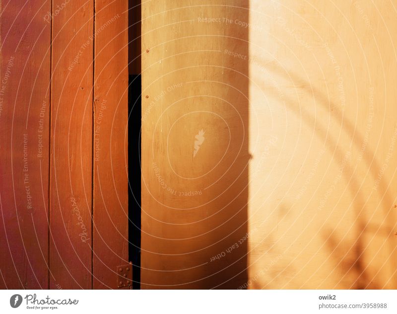 triptych Wood Orange Red signal colour Bright Colours Shadow Hazy Arch Sunlight Hut Arbour Minimalistic Copy Space Detail Copy Space top Exterior shot Deserted