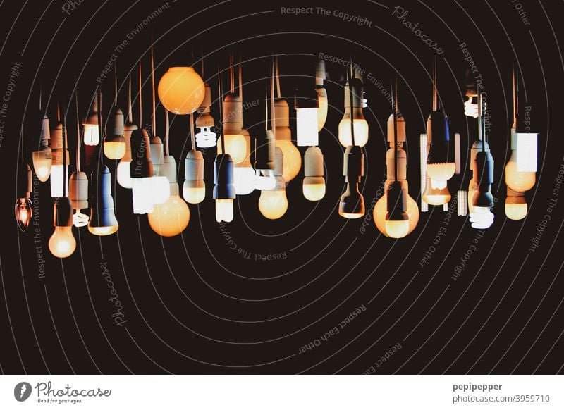 Let there be light - many different phosphors, bulbs and lamps Pear Fluorescent substance Illuminate Lamplight Lamp holder Artificial light Light Lighting