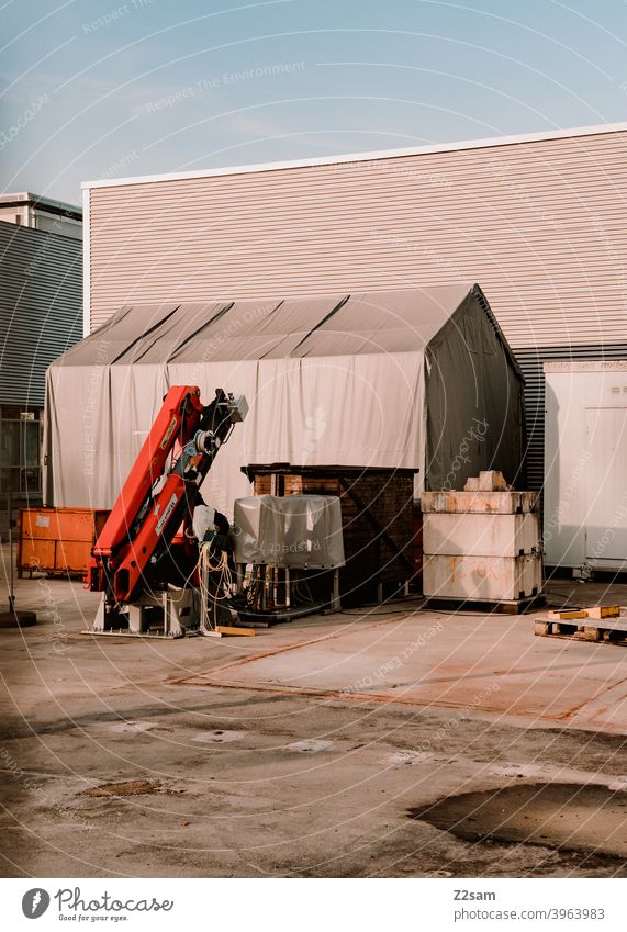 Industrial bearings street photography Industry Storage Build Workshop Factory Production Hall production hall Concrete Building Metal Tent metal Sky Blue