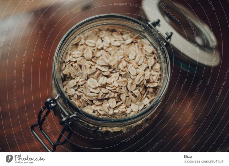 Oatmeal in a canning jar Oat flakes Preserving jar safekeeping Glass plastic-free unpacked Glass container porridge Food Keep Nutrition