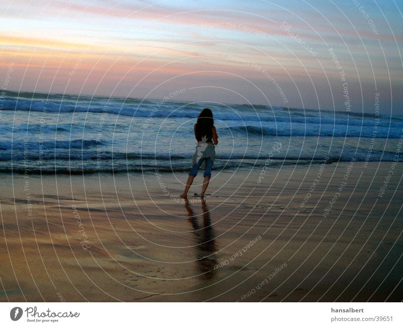 evening at the beach Beach Ocean Vacation & Travel Moody Silhouette Contrast Shadow Evening