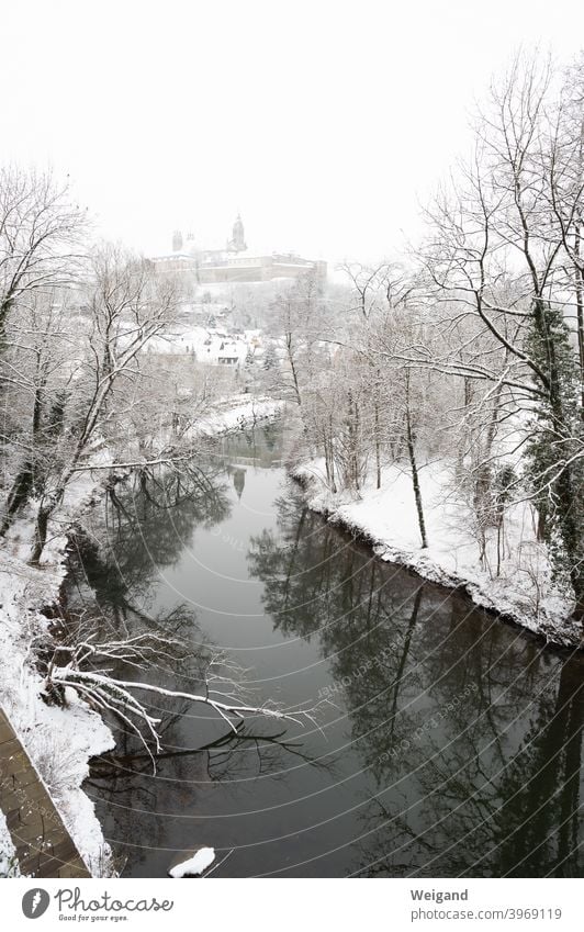 Comburg in Schwäbisch Hall in winter comburg Medieval times Winter Snow River Cooker Cold Baden-Wuerttemberg Tourist Attraction Hohenlohe