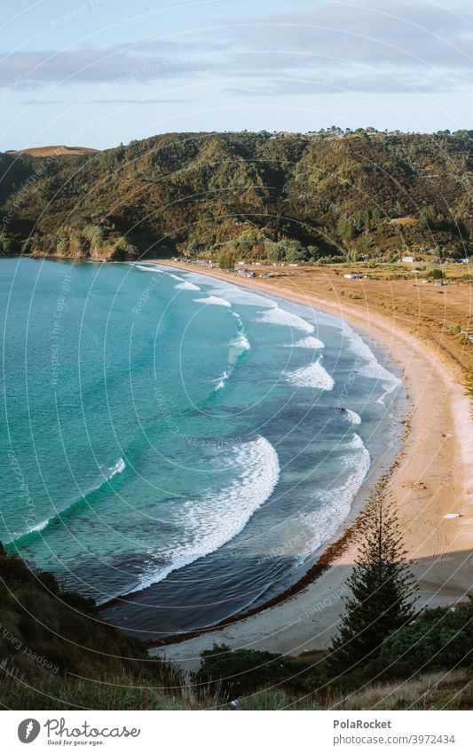 #AS# Perfect Beach Beach and sea Waves with reflections Green Ocean Blue whitewash Camping bank coast Sky Landscape travel Summer on one's own untreated Wild