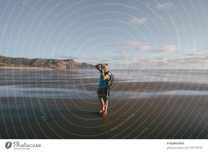 #AS# Beach photographer Road marking Structures and shapes endless wide Nature coast Summer vacation Colour photo Ocean Deserted Exterior shot Day Sandy beach