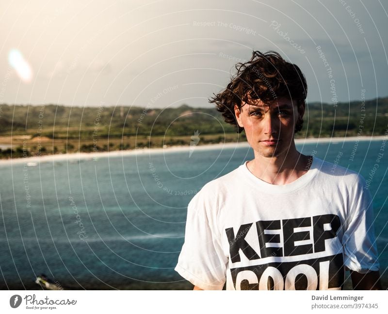 Handsome Male Model infront of the ocean, Keep Cool male Man Portrait photograph portrait keep cool young Young man Smiling Vacation & Travel vacation