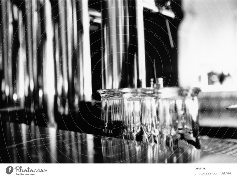 thirst Bar Gastronomy Counter Glass Spigot Chrome Club Black & white photo Foyer dispensing system