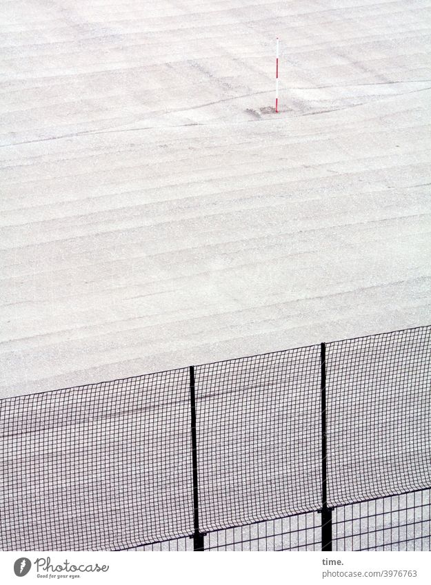 Stories from the fence (104) Fence cordon Hoarding lines Woven measuring rod Surface Construction site Bright Net construction net