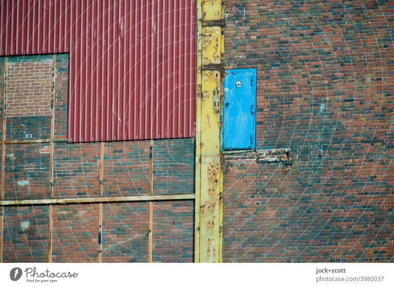 Behind the blue door waits the abyss Charlottenburg power station Preservation of historic sites Architecture Steel carrier Berlin Brick wall Metal door