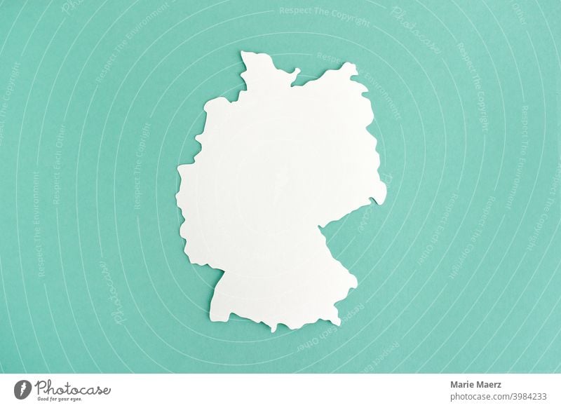 Germany map | white paper silhouette Map Deserted Silhouette outline Illustration paper cut country Neutral Background Minimalistic Abstract Design shape