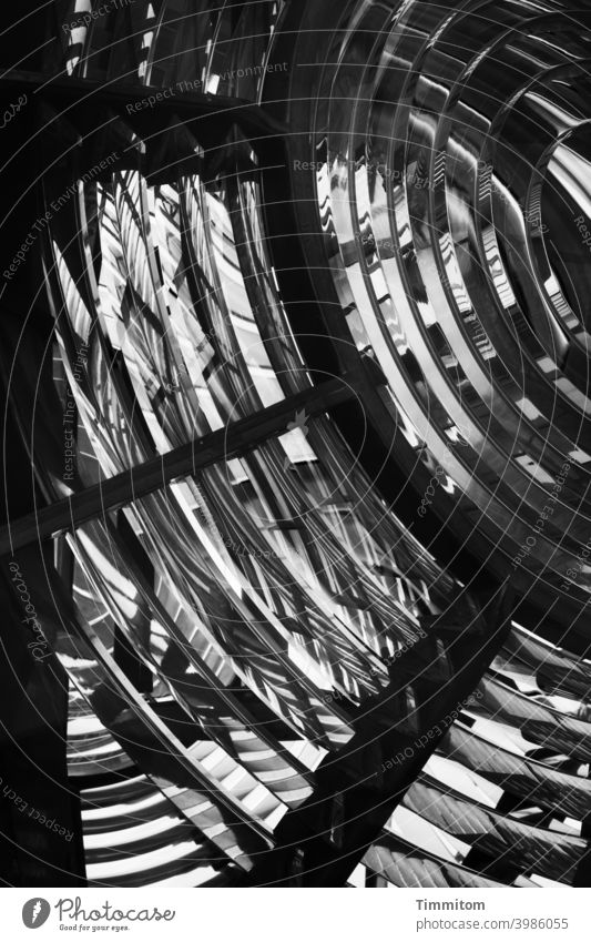 The eye of the lighthouse Lighthouse Beacon Exterior shot Tower Beacon Optics Black & white photo fresnel lens