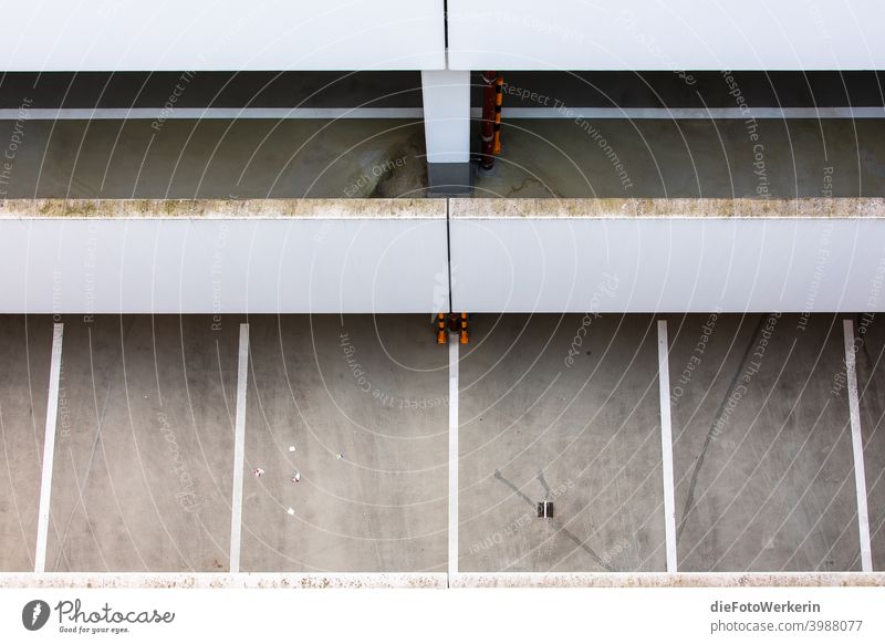 View from above into an empty parking garage Architecture Deserted Graph Parking garage Dortmund U Gray Subdued colour Exterior shot Copy Space bottom Day