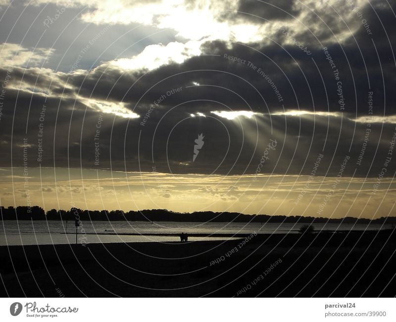 falconry brick Clouds Beach Sunbeam To go for a walk Water Sand Thunder and lightning Elbe