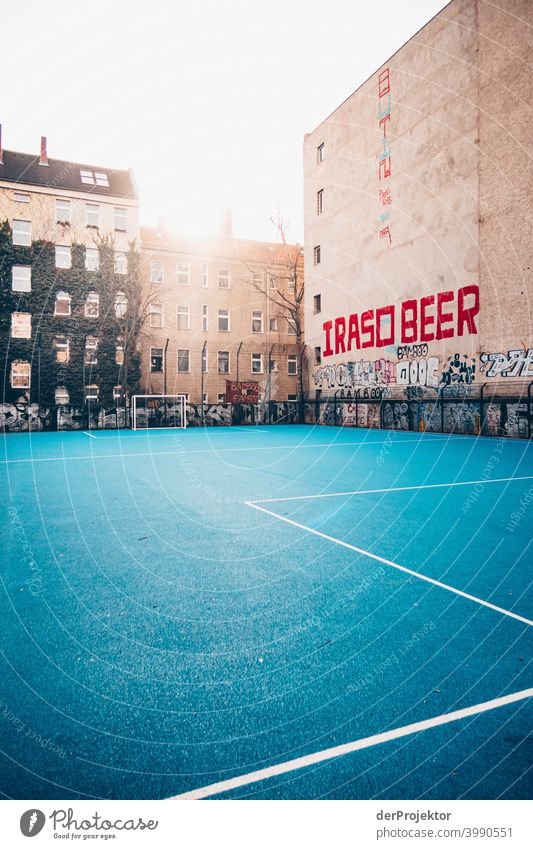 Sports field in winter in Neukölln Wall (barrier) Wall (building) Hip & trendy Light Day Copy Space middle Exterior shot Experimental Copy Space top Berlin