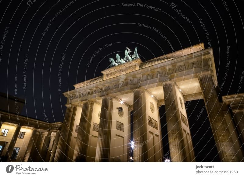 Brandenburg Gate illuminated at night Landmark Tourist Attraction Capital city Historic World heritage Early classical period Light (Natural Phenomenon)