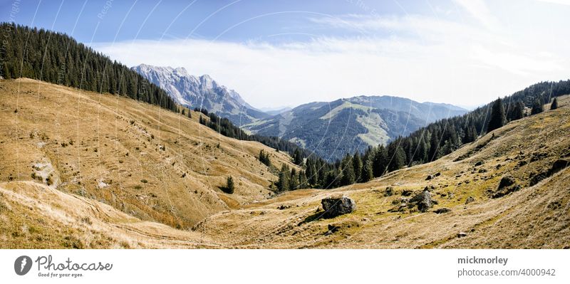 wanderlust Hiking Landscape Panorama (View) fresh air Mountain Vantage point Deserted Meadow Puristic Wanderlust travel Salzburg Land Feature Freedom