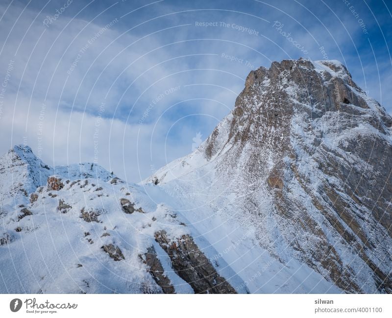 route to the top Ladder Pass Gantrisch Nature Park Snow Winter Frozen Cold Rock rocky winter frozen ground chill tightrope walk Mountain mountains