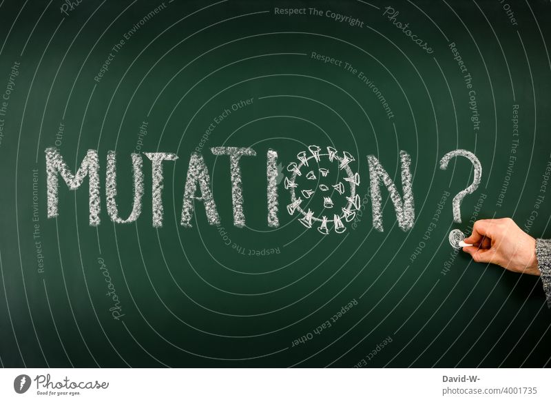 Mutation - Coronavirus mutated mutation corona coronavirus pandemic drawing viruses Bacterium lockdown Quarantine stay at home Blackboard Chalk Fear