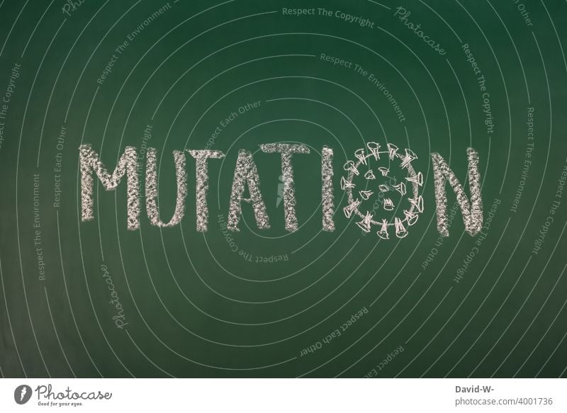 Corona and mutation coronavirus Virus pandemic peril Fear Quarantine Corona mutation Panic Word Blackboard Chalk