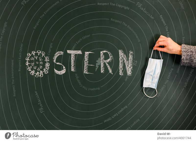 Easter and Corona - how much longer? coronavirus pandemic lockdown Virus Mask Restrictions Blackboard Chalk