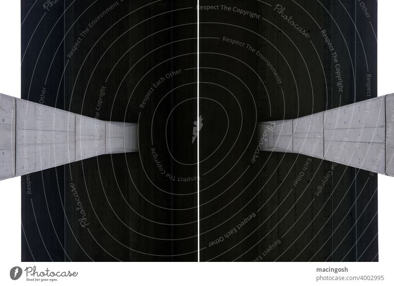 Motorway bridge seen from below (minimalist symmetry) Highway motorway bridge symnetry Minimalistic black-and-white minimalism Geometry symnetric Concrete