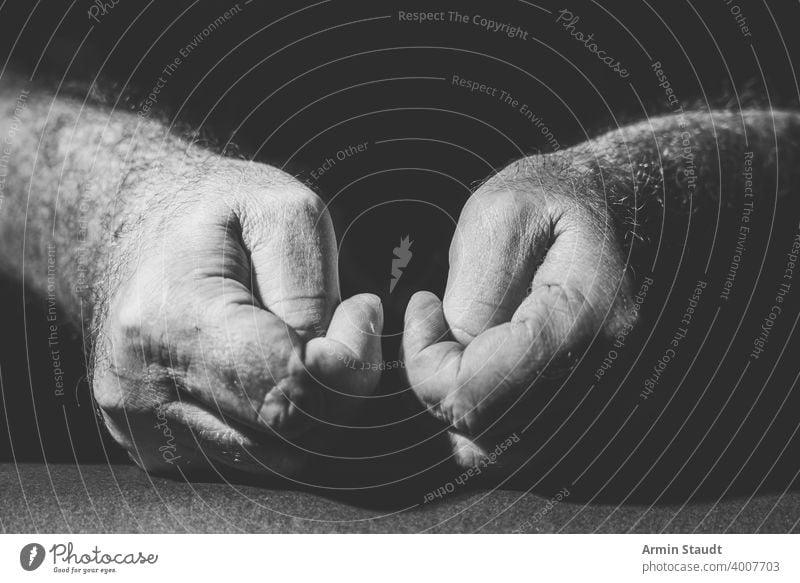 Close up of two hands squeezing their thumbs in black and white more adult Black black on white Bright Business bw Close-up Contrast Dark Expression Fingers